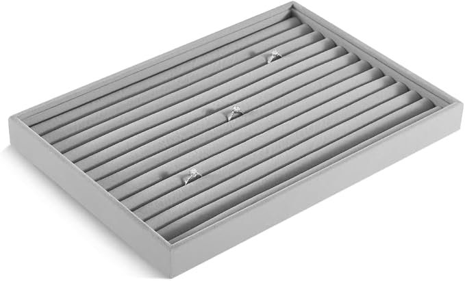 Velvet Ring Display Tray, Stackable Muilt Slot Rings Ear Stud Storage Tray - Image 4