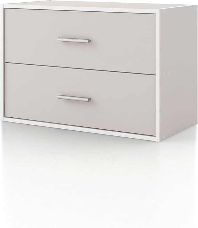 Homes: Inside + Out Apexa 2-Drawer Wooden Stackable Storage Drawers, Small Food by HOMESInsideOut