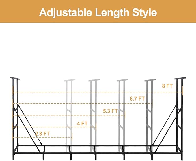 Vailge Firewood Rack Outdoor 8FT - Image 4