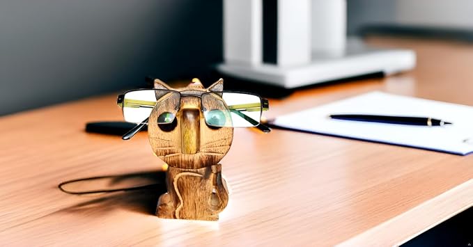 ETROVES Wooden Cat Eyeglass Holder - Image 5