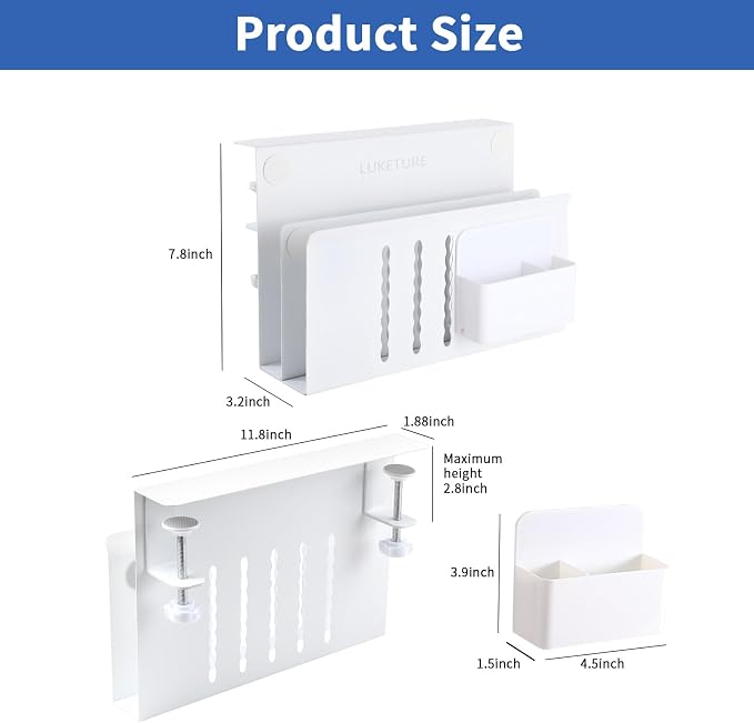 LUKETURE Desk Side Storage, 2 Tier Under Desk Laptop Mount - Image 3