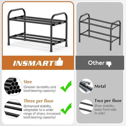 INSMART 2-Tier Expandable Shoe Rack:Stackable and Adjustable Shoes Organizer - Image 4