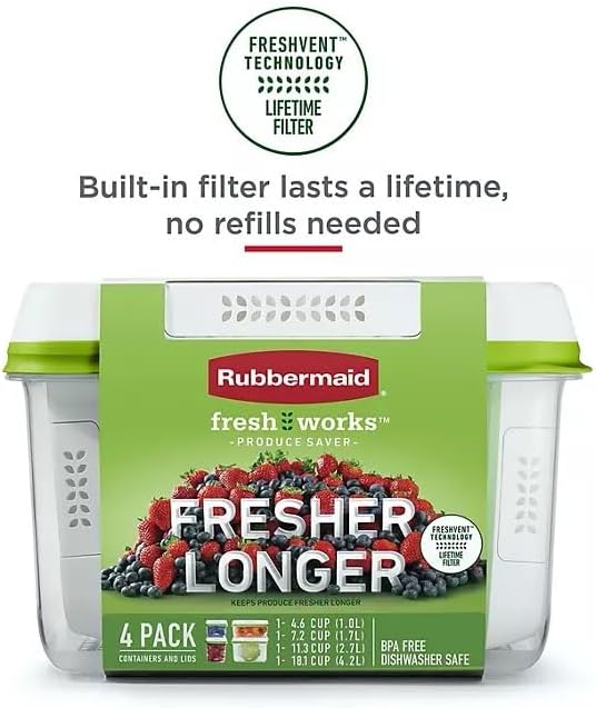 Rubbermaid FreshWorks Produce Saver, Medium and Large Storage Containers - Image 3