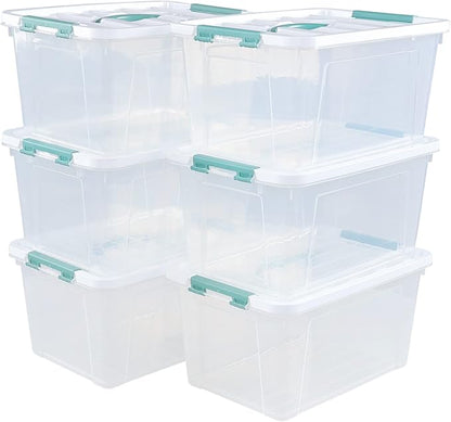 Gainhope 6 Packs 14 L Plastic Stackable Storage Bin Container Box - Image 7