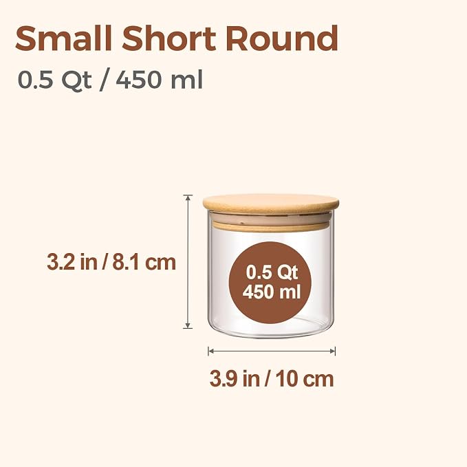 ComSaf 0.5 Qt Glass Food Storage Jars Set of 9, Pantry Organization Jar - Image 2