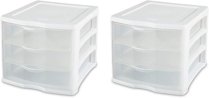 Sterilite 17918004 Compact Portable 3 Storage Drawer Organizer Cabinet by Sterilite