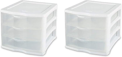 Sterilite 17918004 Compact Portable 3 Storage Drawer Organizer Cabinet by Sterilite