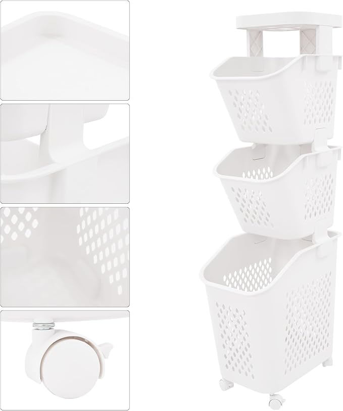3 Tier Laundry Basket Holder, Utility Laundry Basket - Image 5