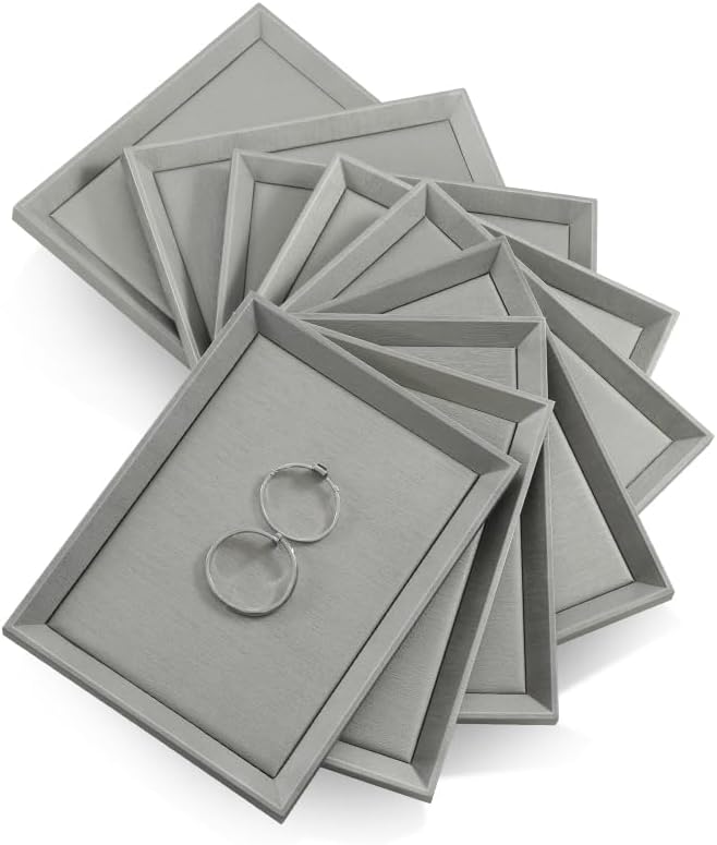 Jewelry Flat Tray, Leather Tray, Premium Grey Jewelry Tray, Jewelry Organizer - Image 4