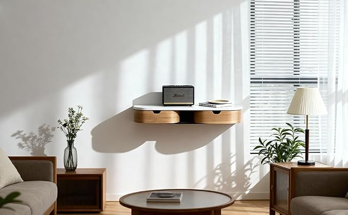 Floating Nightstand, 21 Inch Wall Mounted Bedside Shelf, Handmade Bedroom - Image 9