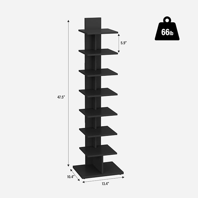 TUTOTAK Book Shelf, Narrow Spine Bookshelf, 8-Tier Bookcase - Image 2