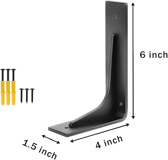 6"x 4"Shelf Brackets, L Shelf Bracketsn, Vertical Angle, Premium Alloy Metal - Image 2