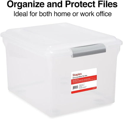 STAPLES Store & Slide Plastic File Box Latching, Letter/Legal Size - Image 5
