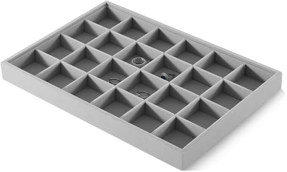 Velvet Stackable Jewelry Display Tray, 24 Grid Earring Ring Storage Tray - Image 3