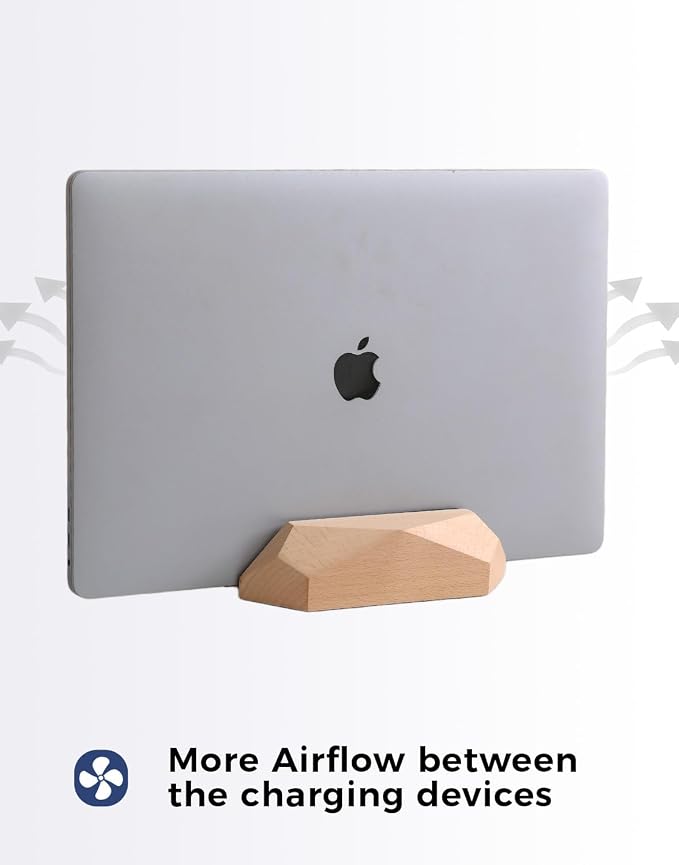 Adjustable Vertical Laptop Stand, MacBook Holder Wood Stand, Wooden Laptop Stand - Image 5