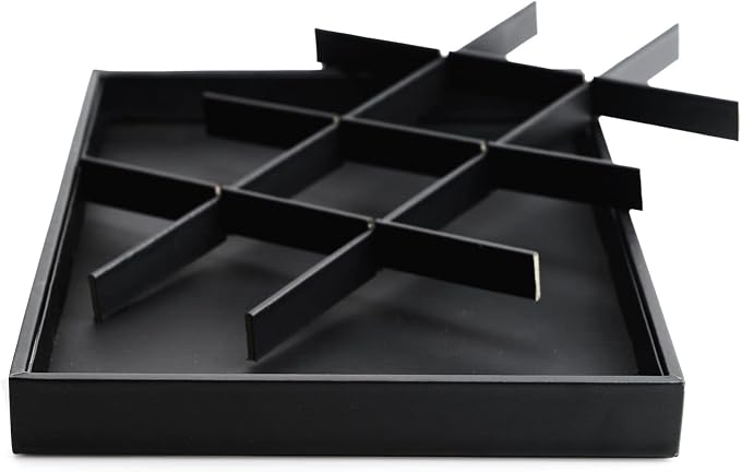 Black PU Leather Jewelry Display Flat Tray Ring Necklace Watch Organizer - Image 4