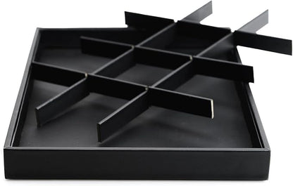 Black PU Leather Jewelry Display Flat Tray Ring Necklace Watch Organizer - Image 4