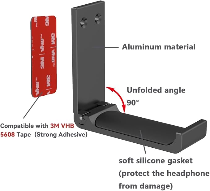 Headphone Stand Hanger, Headset Holder Mount, Aluminum Hook - Image 3