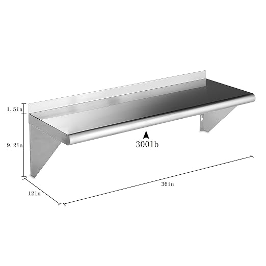 ROCKPOINT Stainless Steel Shelf 12 x 36 Inches 300lb, 2 Pack NSF Commercial - Image 2