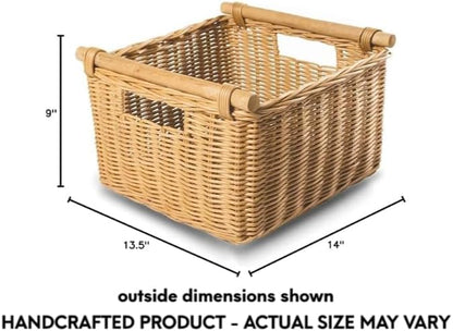 The Basket Lady Deep Pole Handle Wicker Storage Basket, 13.5 in L x 14 in W x 9 - Image 7