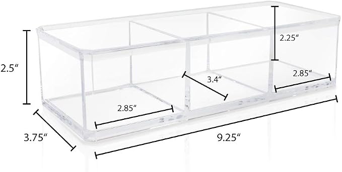 Isaac Jacobs Clear Acrylic 3 Section Organizer- Three Compartment Drawer Tray - Image 2