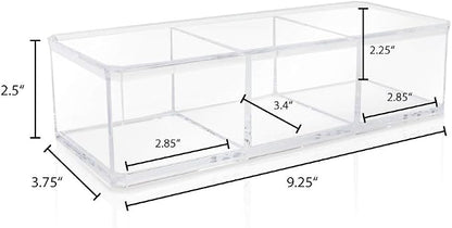 Isaac Jacobs Clear Acrylic 3 Section Organizer- Three Compartment Drawer Tray - Image 2