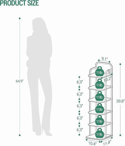 Hzuaneri 6 Tiers Vertical Shoe Rack, Narrow Shoe Tower, Tall Shoes Shelf - Image 2