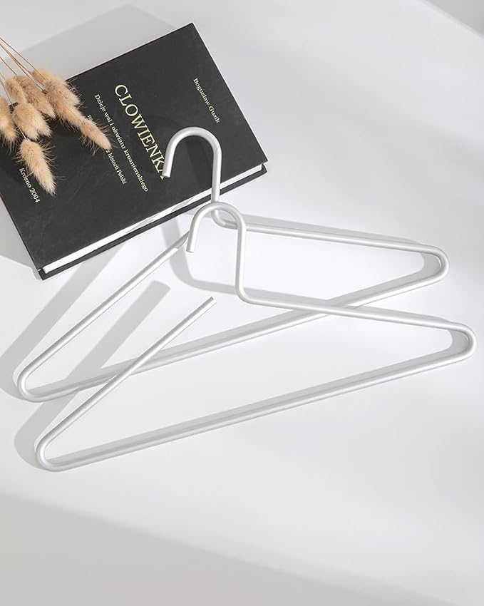 Premium Matte Silvery Aluminum Coat Hangers 10 Piece Set, 16.5” Extra Smooth & - Image 5