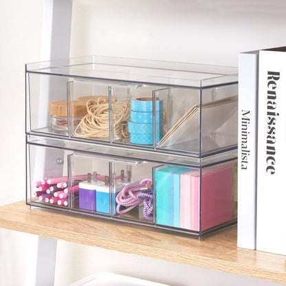 iDesign XL Tea Bag Organizer, 4-Section Clear Stackable, Storage Drawer - Image 6