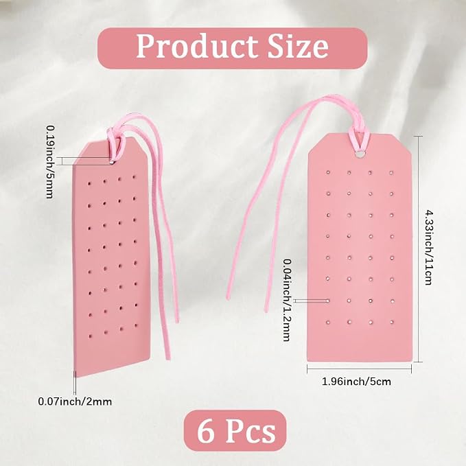 6Pcs Rectangle Pierced Stud Display Cards 32 Holes Portable PU Leather Earring - Image 2