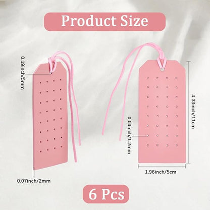 6Pcs Rectangle Pierced Stud Display Cards 32 Holes Portable PU Leather Earring - Image 2