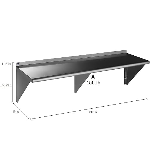 ROCKPOINT Stainless Steel Shelf 18 x 60 Inches 450lb, NSF Metal Commercial - Image 3