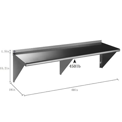 ROCKPOINT Stainless Steel Shelf 18 x 60 Inches 450lb, NSF Metal Commercial - Image 3