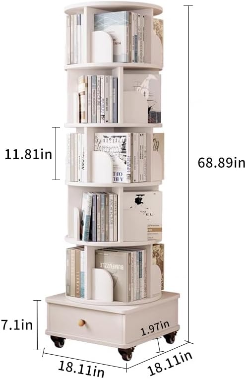 Rotating Bookshelf 5 Tier Bookcase - Image 2