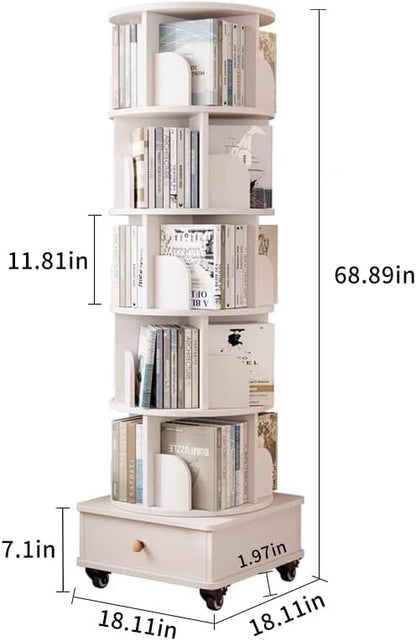 Rotating Bookshelf 5 Tier Bookcase - Image 2