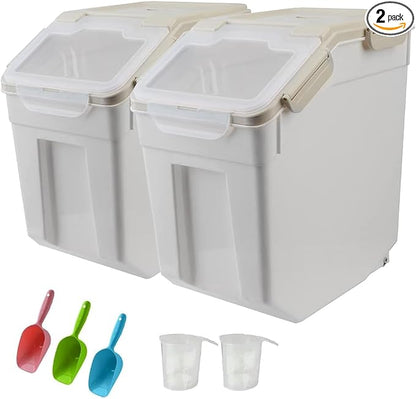 25LB Large Flour Storage Container Bin, 2 Pack Airtight Plastic by YXQ