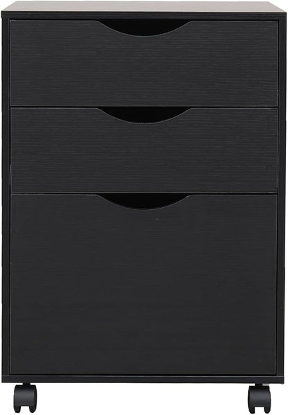 QDSSDECO 3 Drawer Mobile File Cabinet, Rolling Vertical Filing Cabinet fits A4 by QDSSDECO