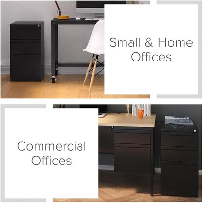 Pemberly Row 3 Drawers 27.75" Vertical Black Metal Filing Cabinet Lockable - Image 8