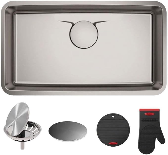 KRAUS Dex 33-inch Undermount 16 Gauge Stainless Steel Single Bowl Kitchen Sink by KRAUS
