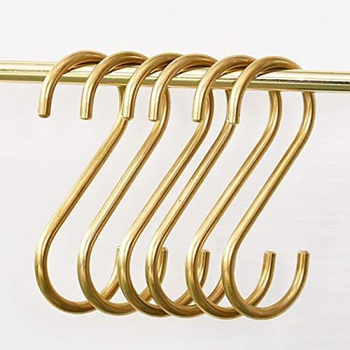 YANGQIHOME 6 Pieces, Brass S Shaped Hooks, Kitchen Pots Pans Coffee Cups Rack - Image 2
