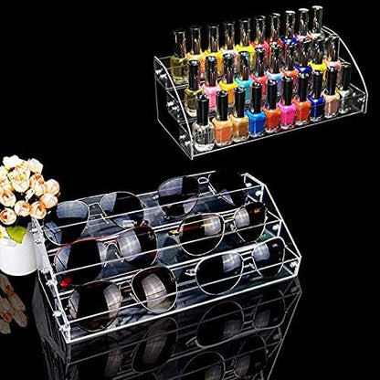 3 Tiers 2PCS Clear Acrylic Nail Polish Holder Essential Oils Stand Lipstick - Image 3