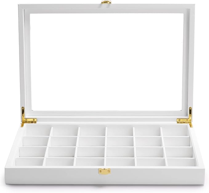 Oirlv Premium Blue Leather 24 Grid Jewelry Tray by Oirlv