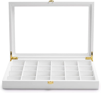 Oirlv Premium Blue Leather 24 Grid Jewelry Tray by Oirlv