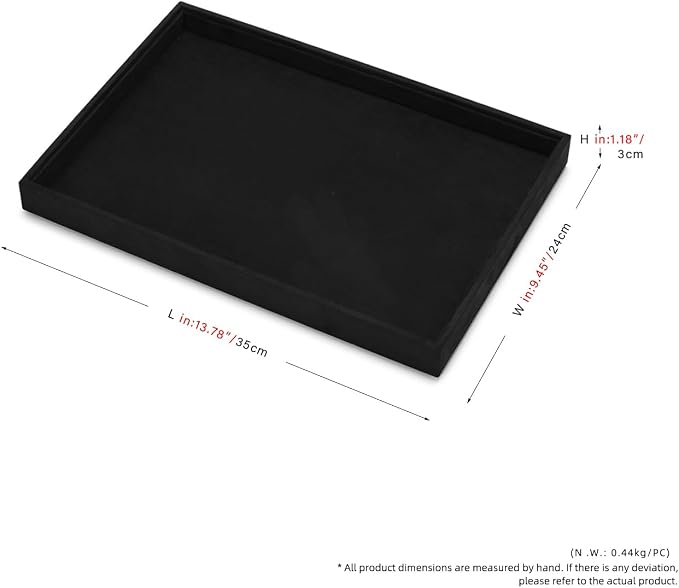Black Microfiber Jewelry Display Flat Tray Ring Necklace Watch Organizer - Image 5