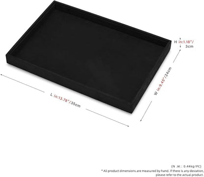 Black Microfiber Jewelry Display Flat Tray Ring Necklace Watch Organizer - Image 5