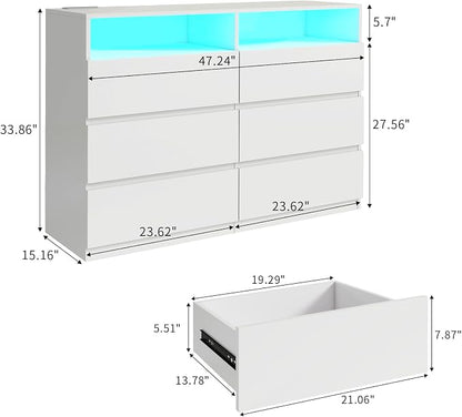 Vipbear White Dresser 6 Drawer for Bedroom - Image 2