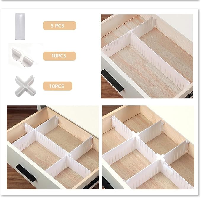 Adjustable Plastic Drawer Separators, 14.96" Length x 4.33" Height, Cuttable - Image 3