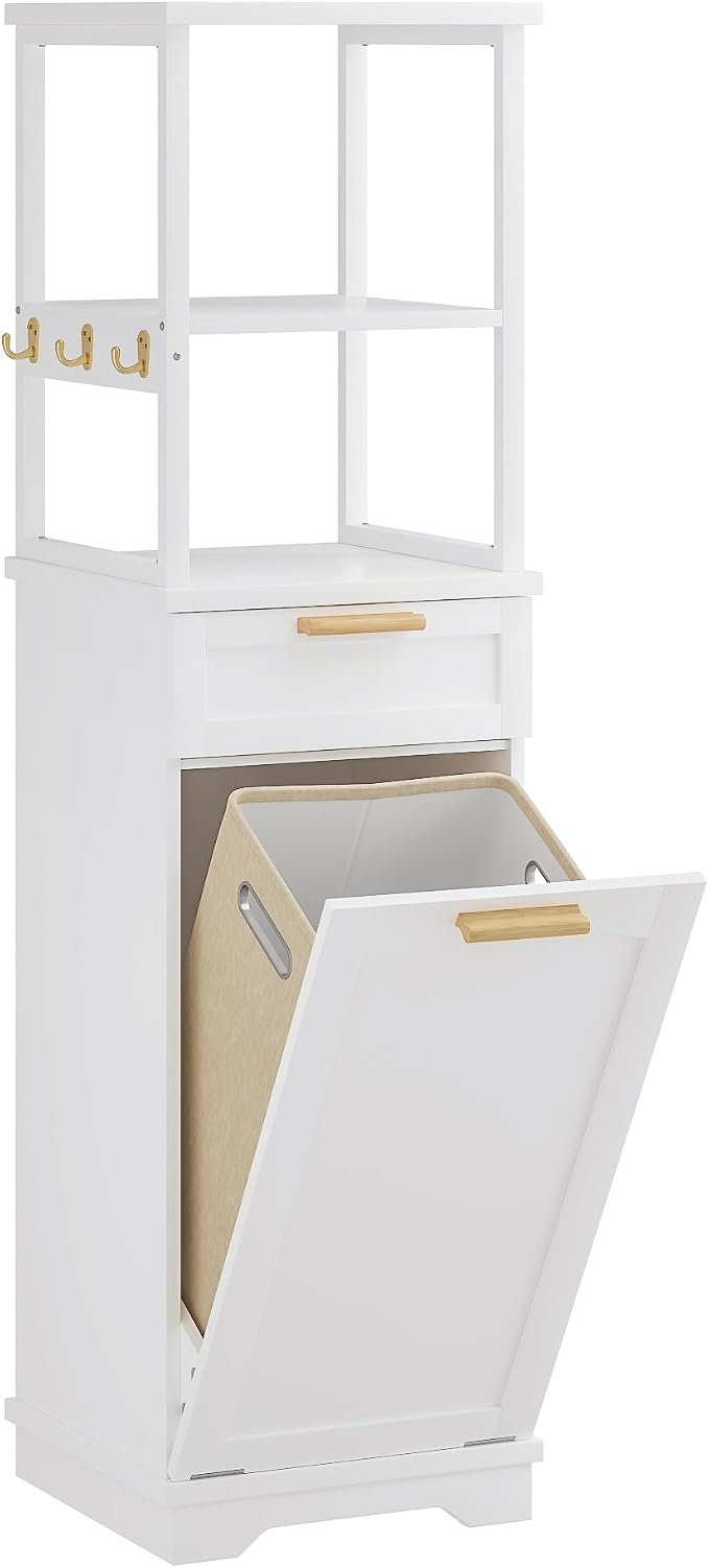 VECELO 53" Tilt Out Laundry Hamper, Tall Bathroom Cabinet - Image 7