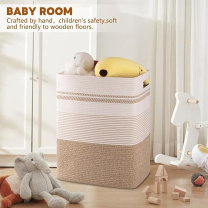 Laundry Hamper, Large Woven Rope Tall Laundry Basket - Image 2