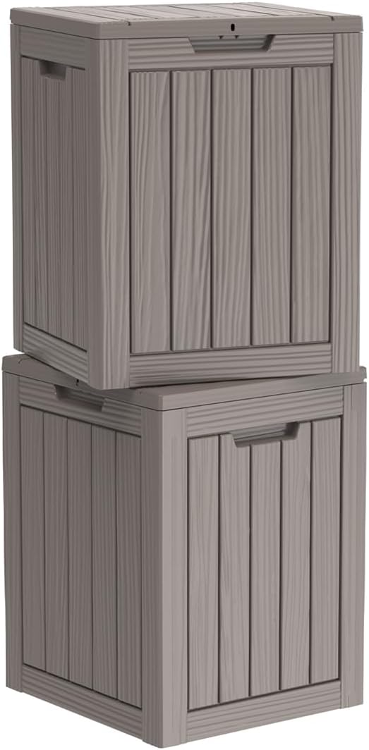 Two 28 Gallon Outdoor Storage Box, Resin Deck Boxes Waterproof, Indoor Outdoor by GGYI